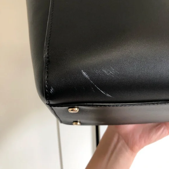 Kate Spade Black & Blue Top Handle Leather Tote Bag - Picture 9 of 16